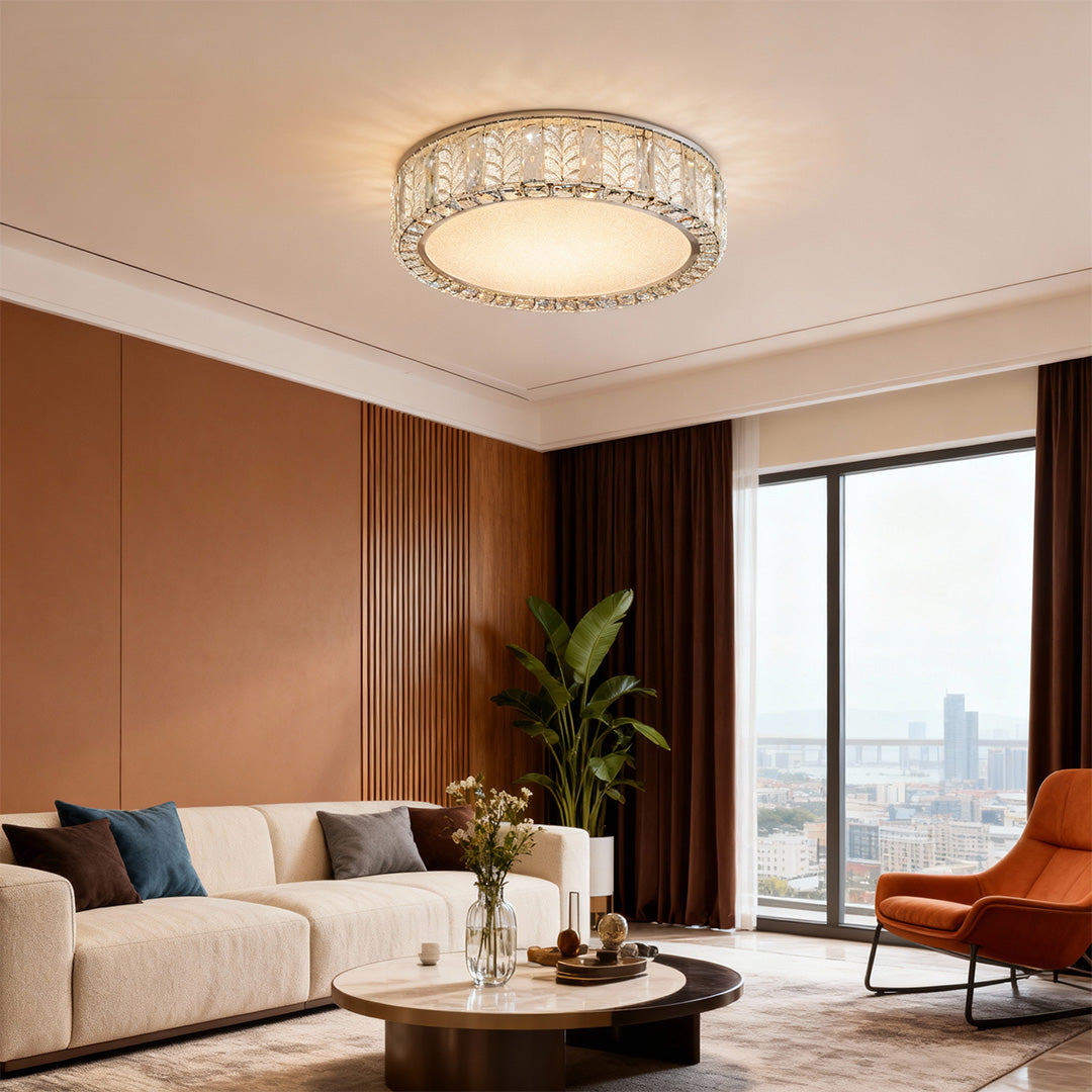 Modern Gold Flush Mount Ceiling Light LED Round Crystal Light