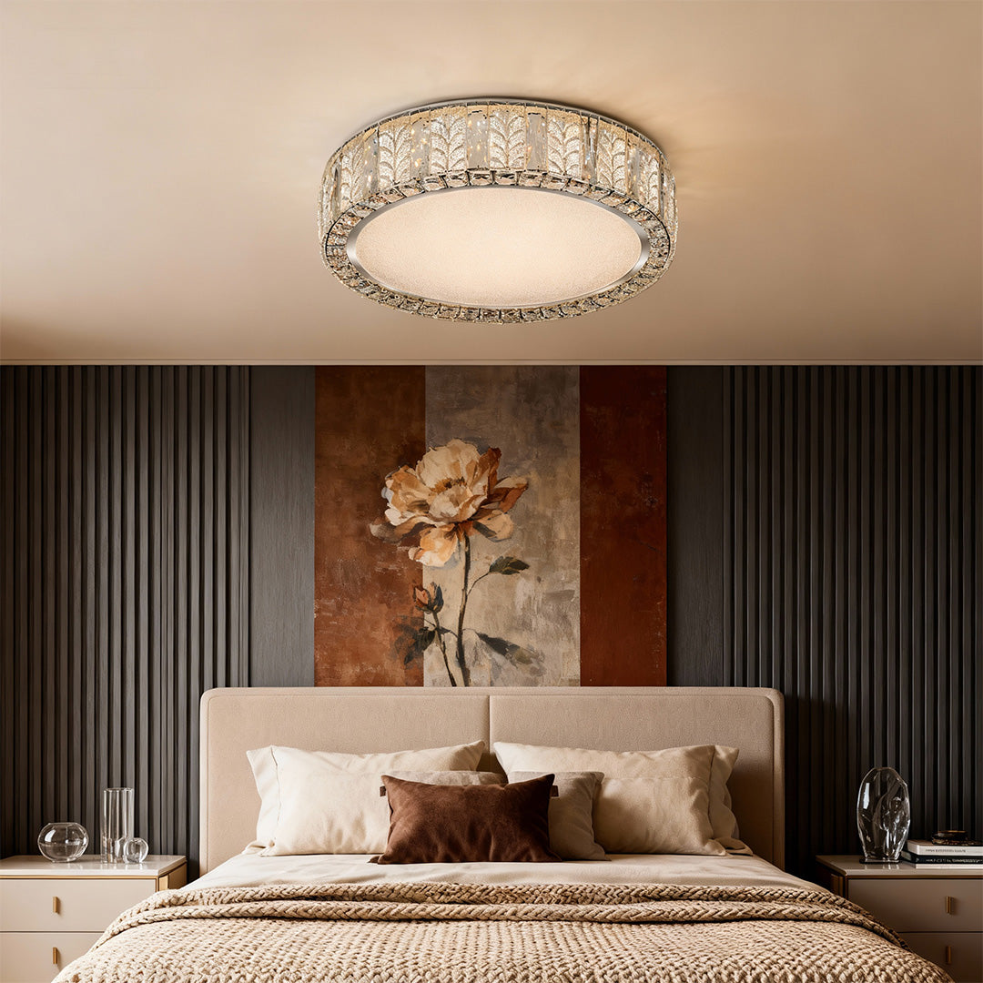 Modern Gold Flush Mount Ceiling Light LED Round Crystal Light