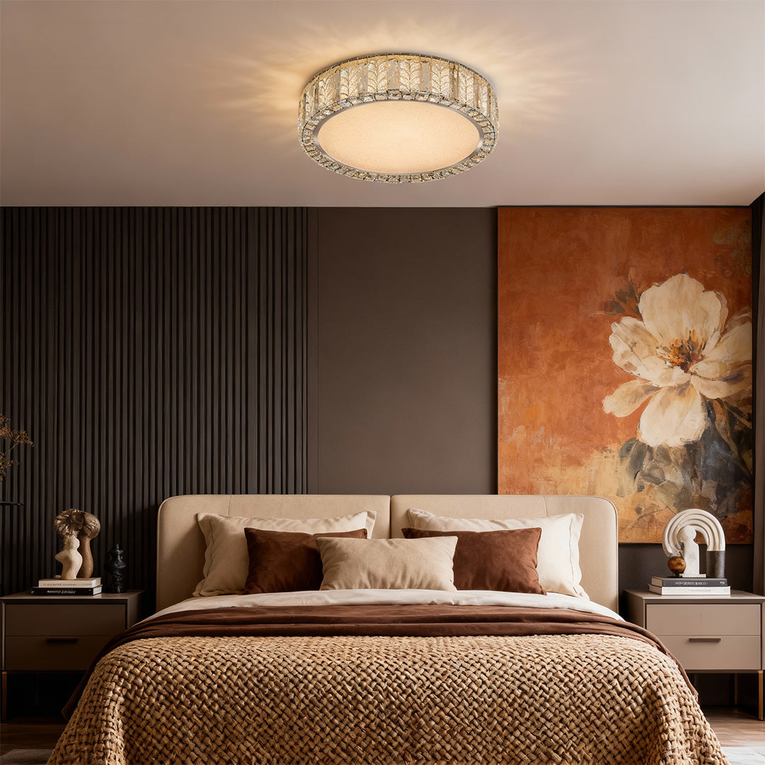 Modern Gold Flush Mount Ceiling Light LED Round Crystal Light