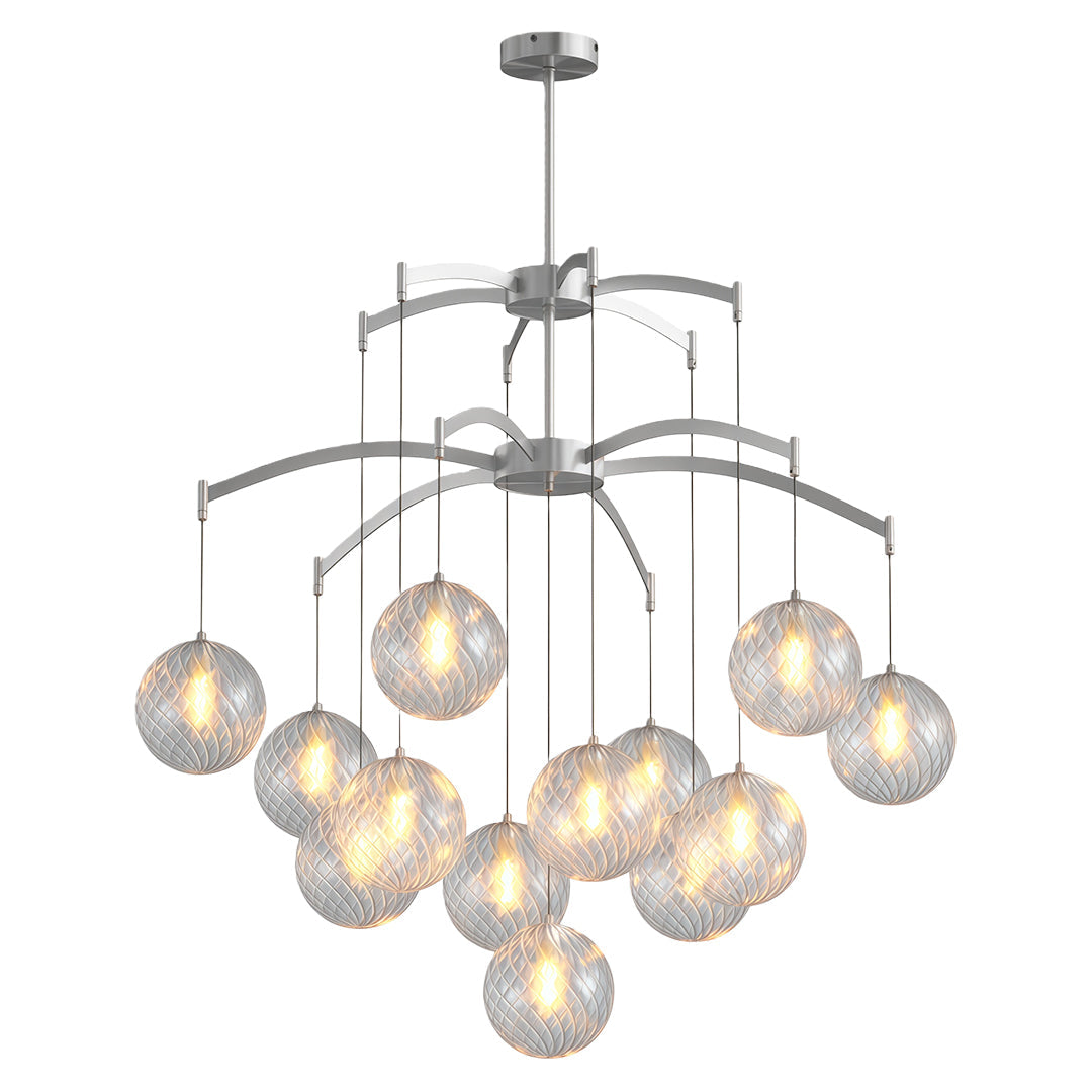 Modern Glass Ball Chandelier Full Copper Ceiling Light