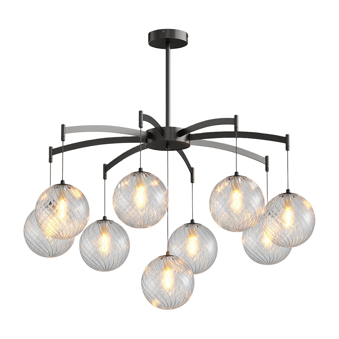 Modern Glass Ball Chandelier Full Copper Ceiling Light
