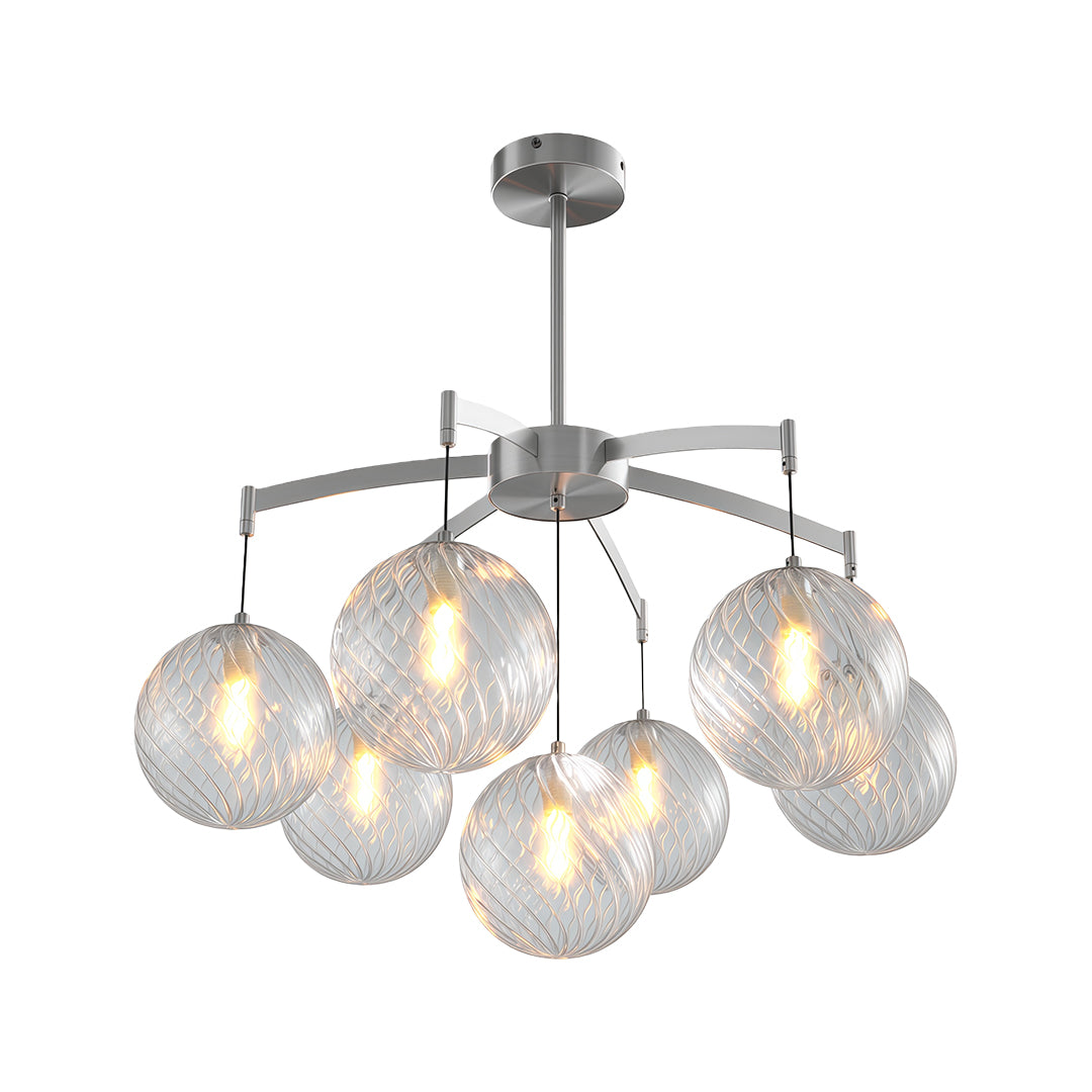Modern Glass Ball Chandelier Full Copper Ceiling Light