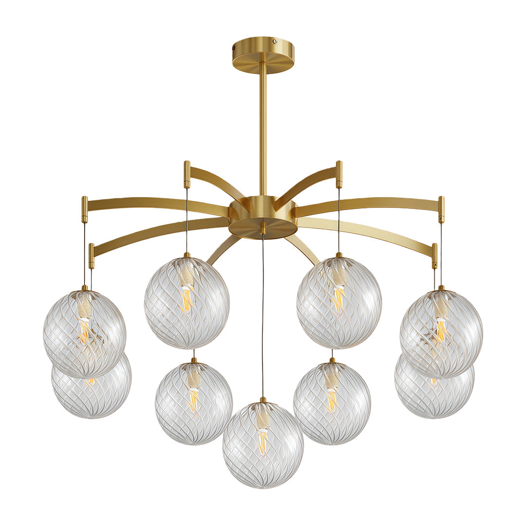 Modern Glass Ball Chandelier Full Copper Ceiling Light