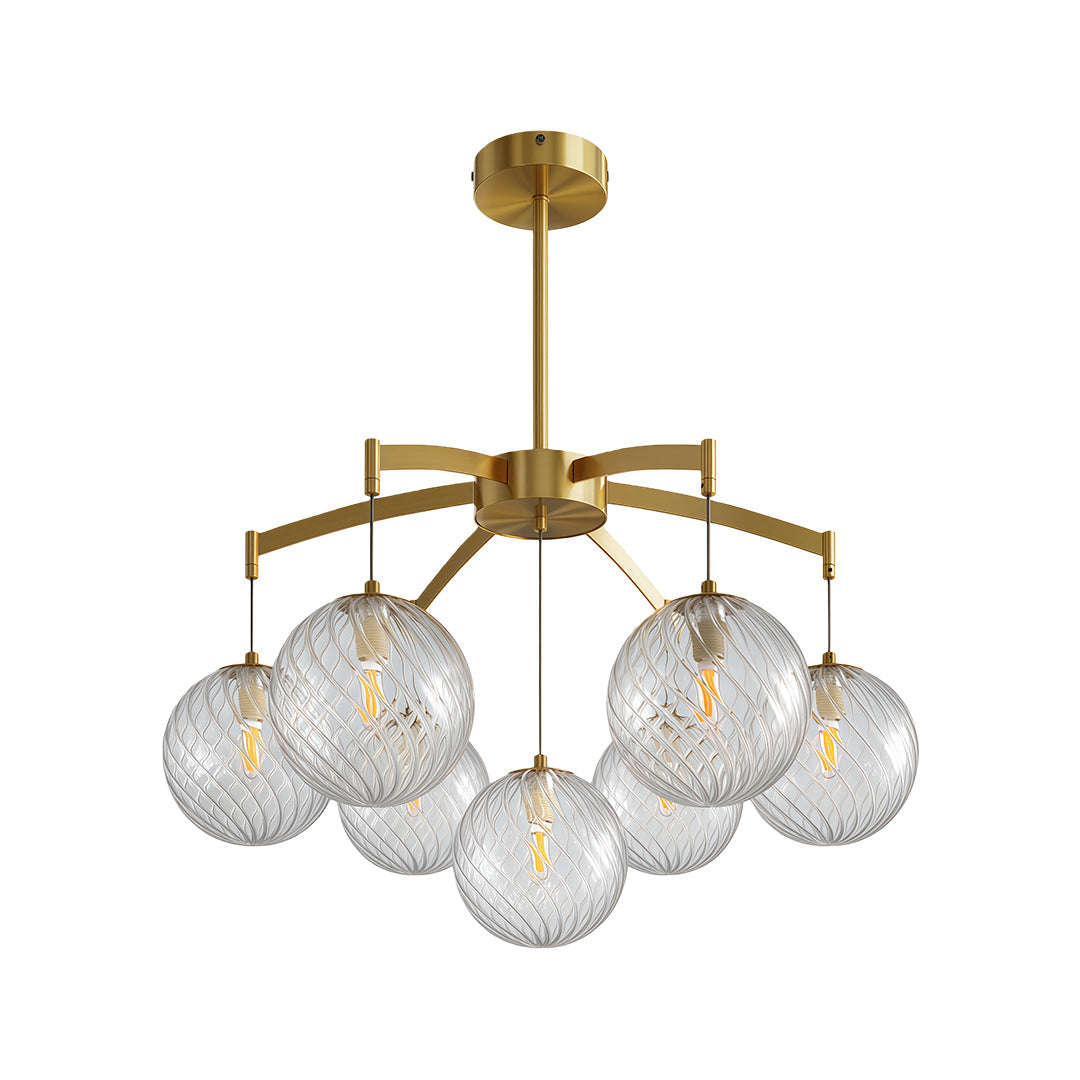 Modern Glass Ball Chandelier Full Copper Ceiling Light