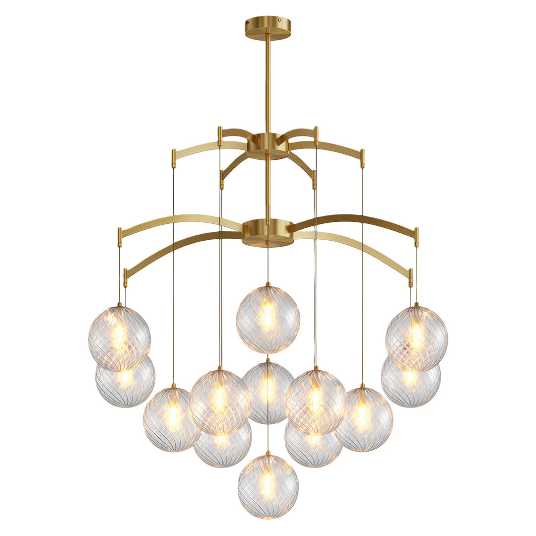 Modern Glass Ball Chandelier Full Copper Ceiling Light