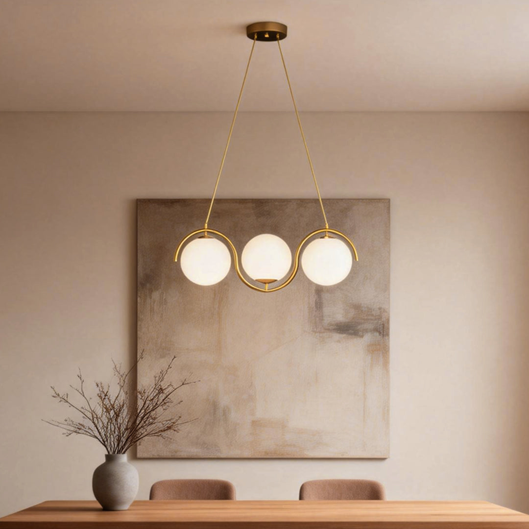 Glass Ball Linear Chandelier Wave‑shaped Island Ceiling Light