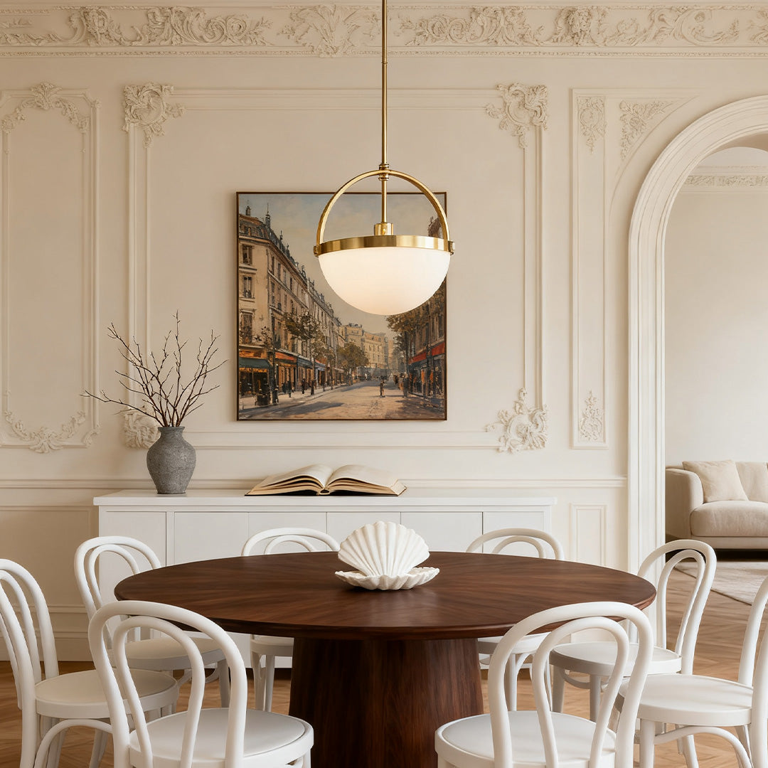 Gold and White Pendant Light with a Minimalist Stylish Ceiling Light