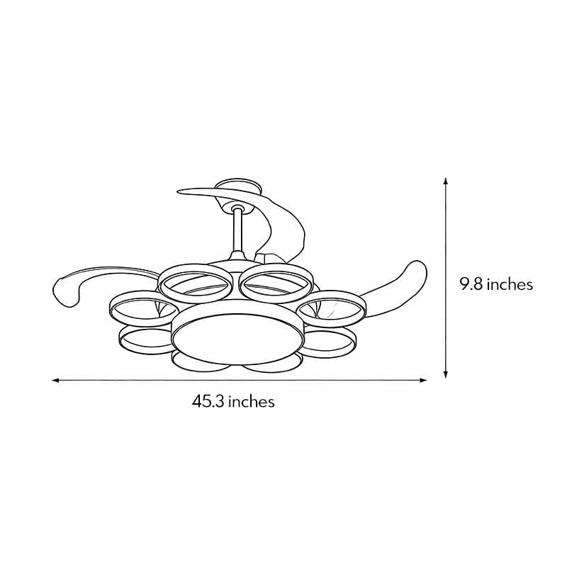 Modern Gold Ceiling Fan with Light Invisible Silent LED Lamp