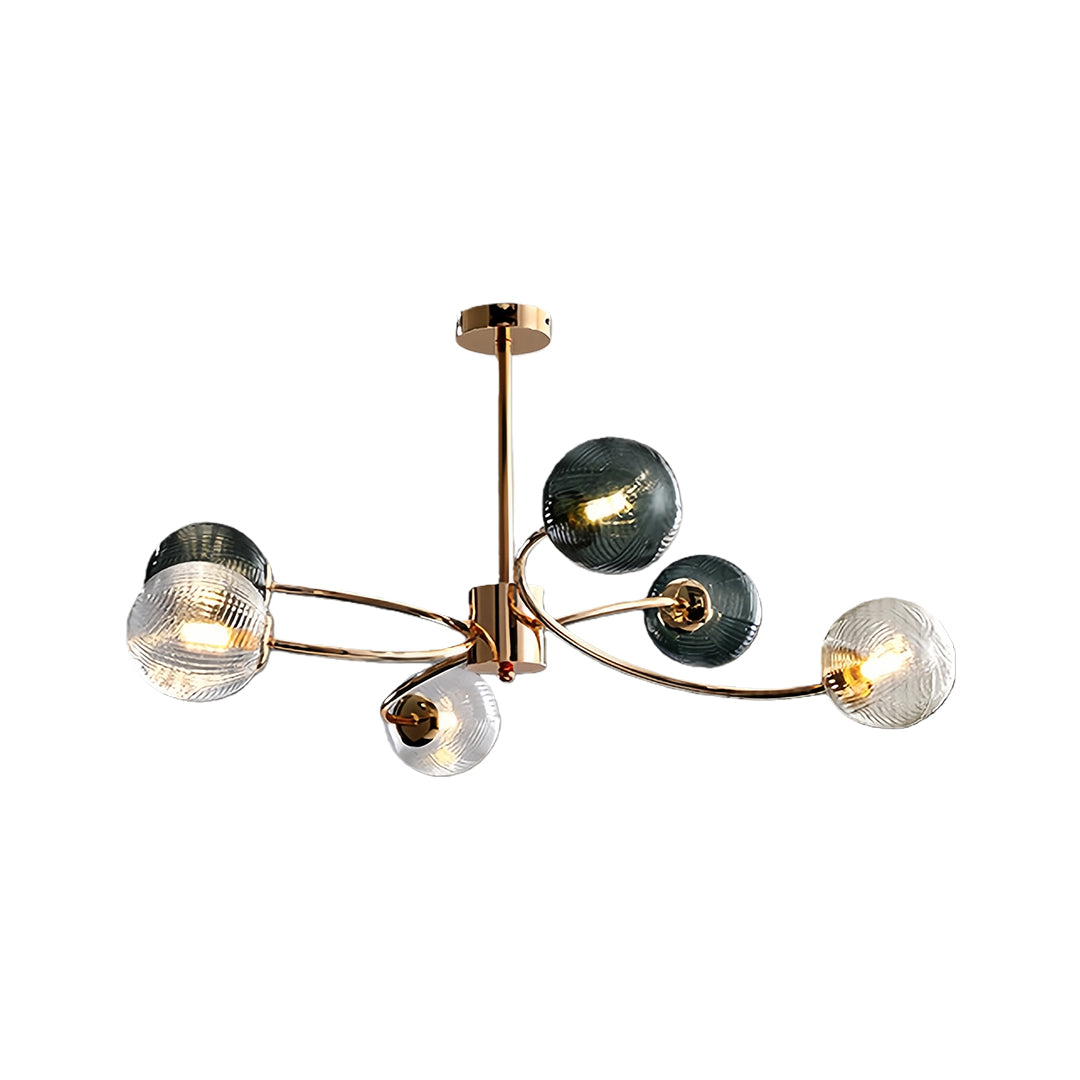 Clear Glass Flush Mount Ceiling Light Gold Finish 6-Head Creative Lamp