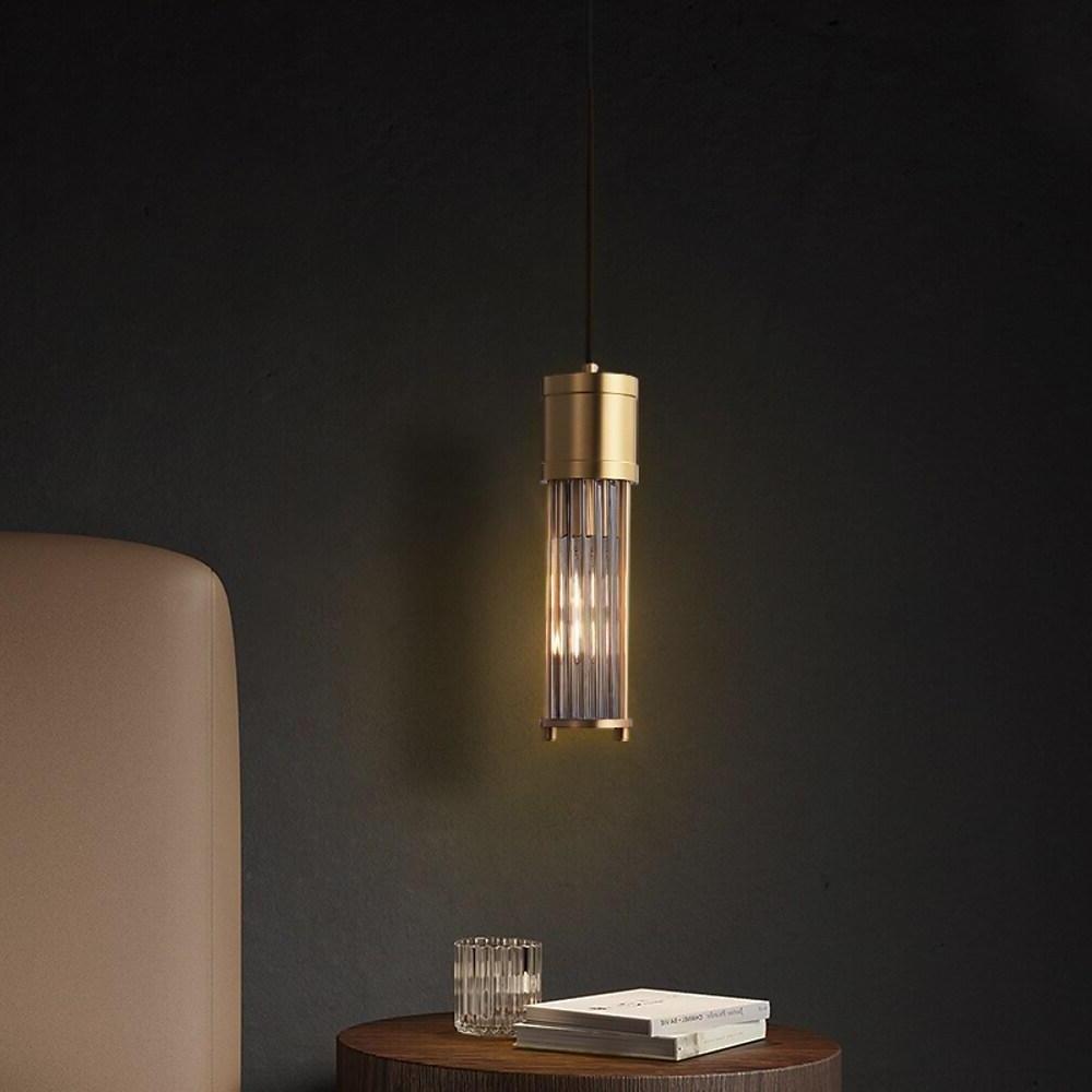 Gold Cylinder Pendant Light Modern LED Crystal Ceiling Light