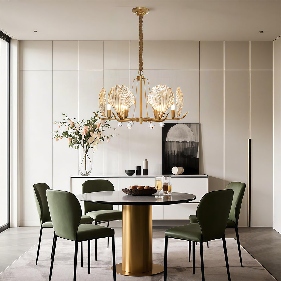 Shell Chandeliers Modern Copper Glass Ceiling Light