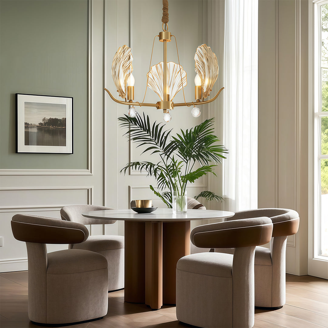 Shell Chandeliers Modern Copper Glass Ceiling Light