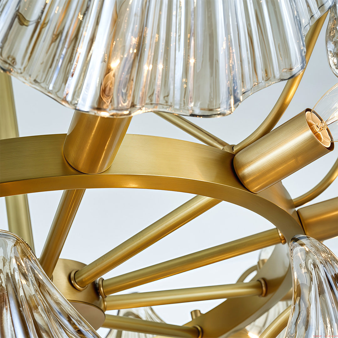 Modern Large Chandeliers Luxury Copper Glass Ceiling Light
