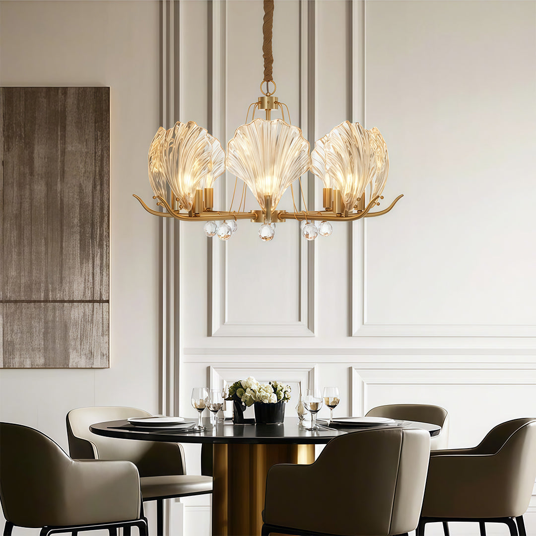 Shell Chandeliers Modern Copper Glass Ceiling Light