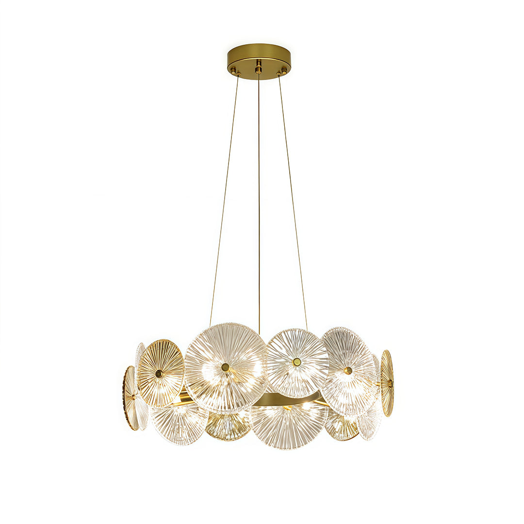 Large Glass Chandelier Silver Iron Frame & Clear Glass Ceiling Light