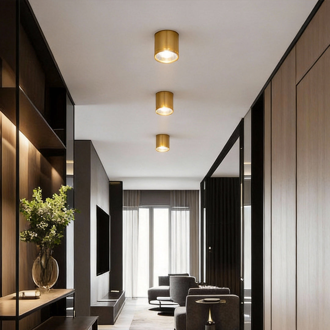 LED Downlight Modern Gold Cylindrical Copper Light