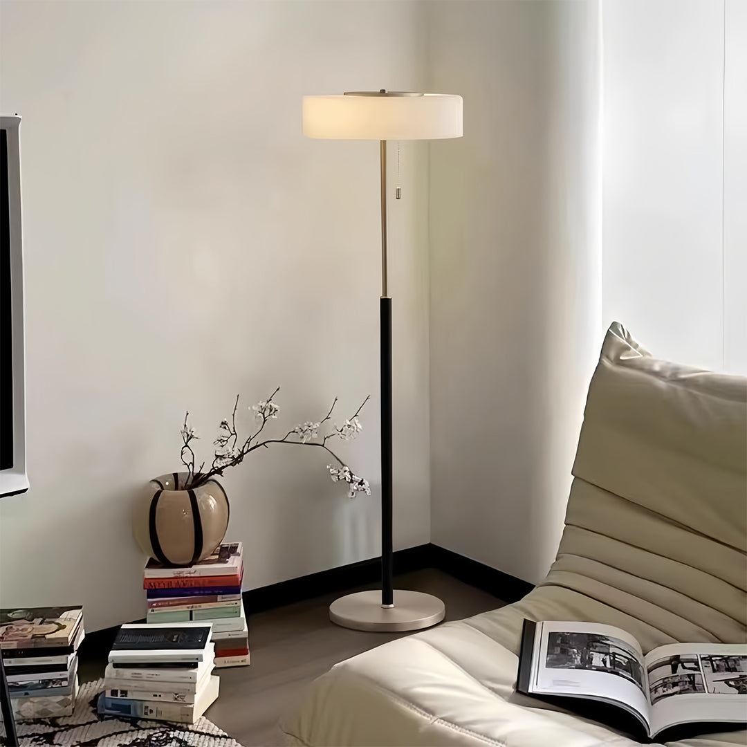 Floor Lamp with LED Drum Shade Elegant Ambient Tall Standing Light