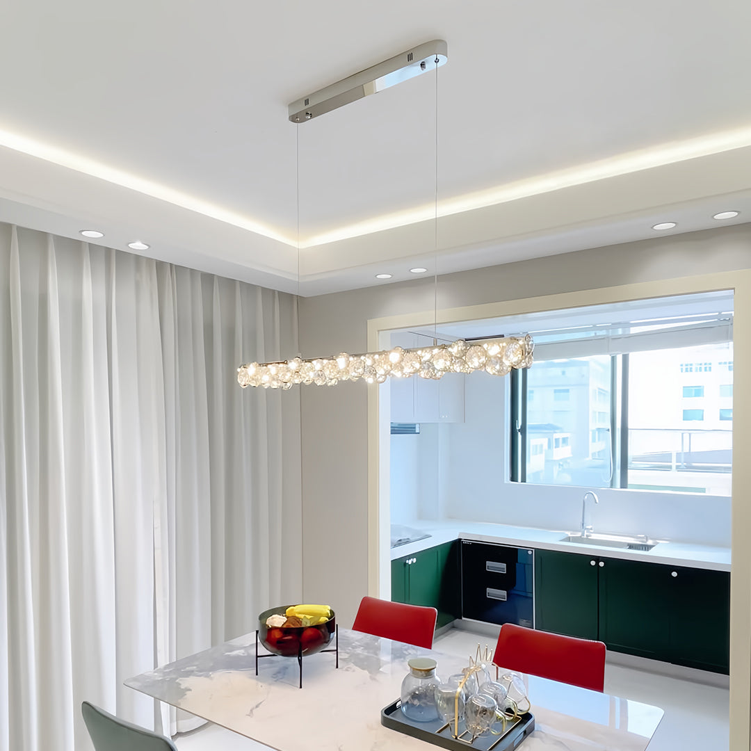 Silver Pendant Light Crystal Design Contemporary Chic Ceiling Light