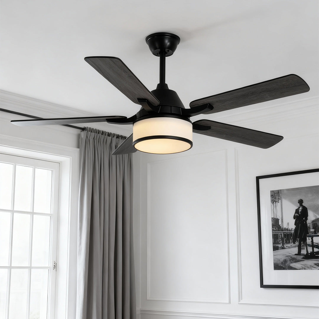 Ceiling Fans with Lights European Retro Fabric Shade Fan Lamp