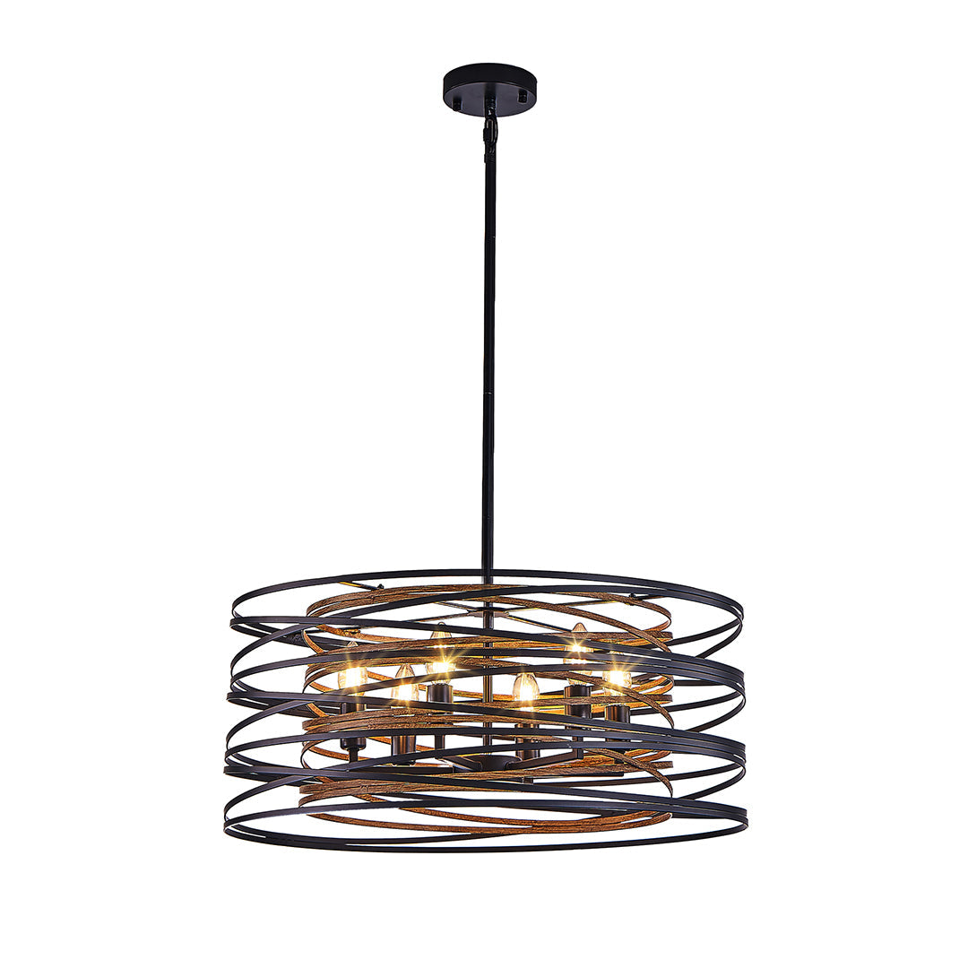 Black Drum Pendant Light Iron Cage Round Cylinder Ceiling Lights