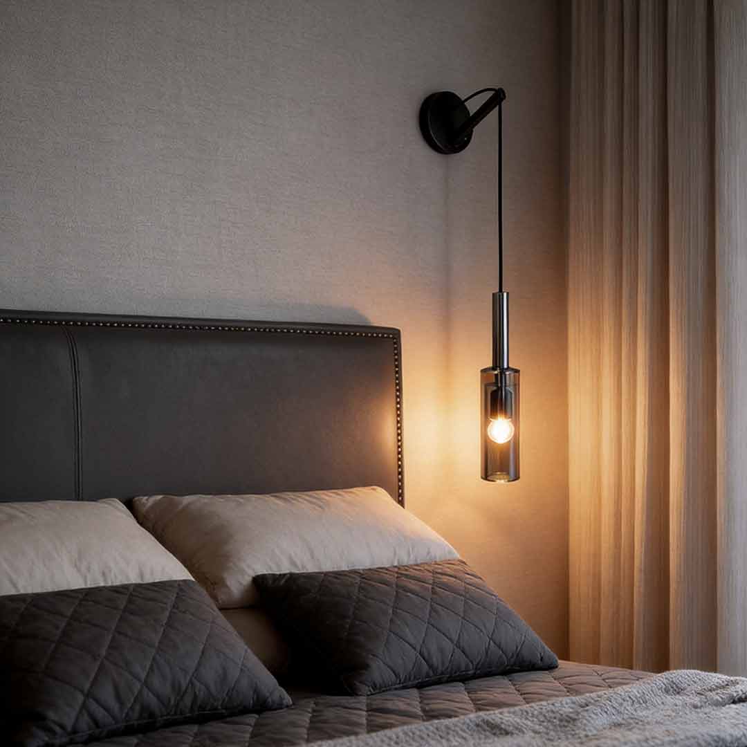 Bedside Hanging Wall Lamp Black Modern Copper Lighting