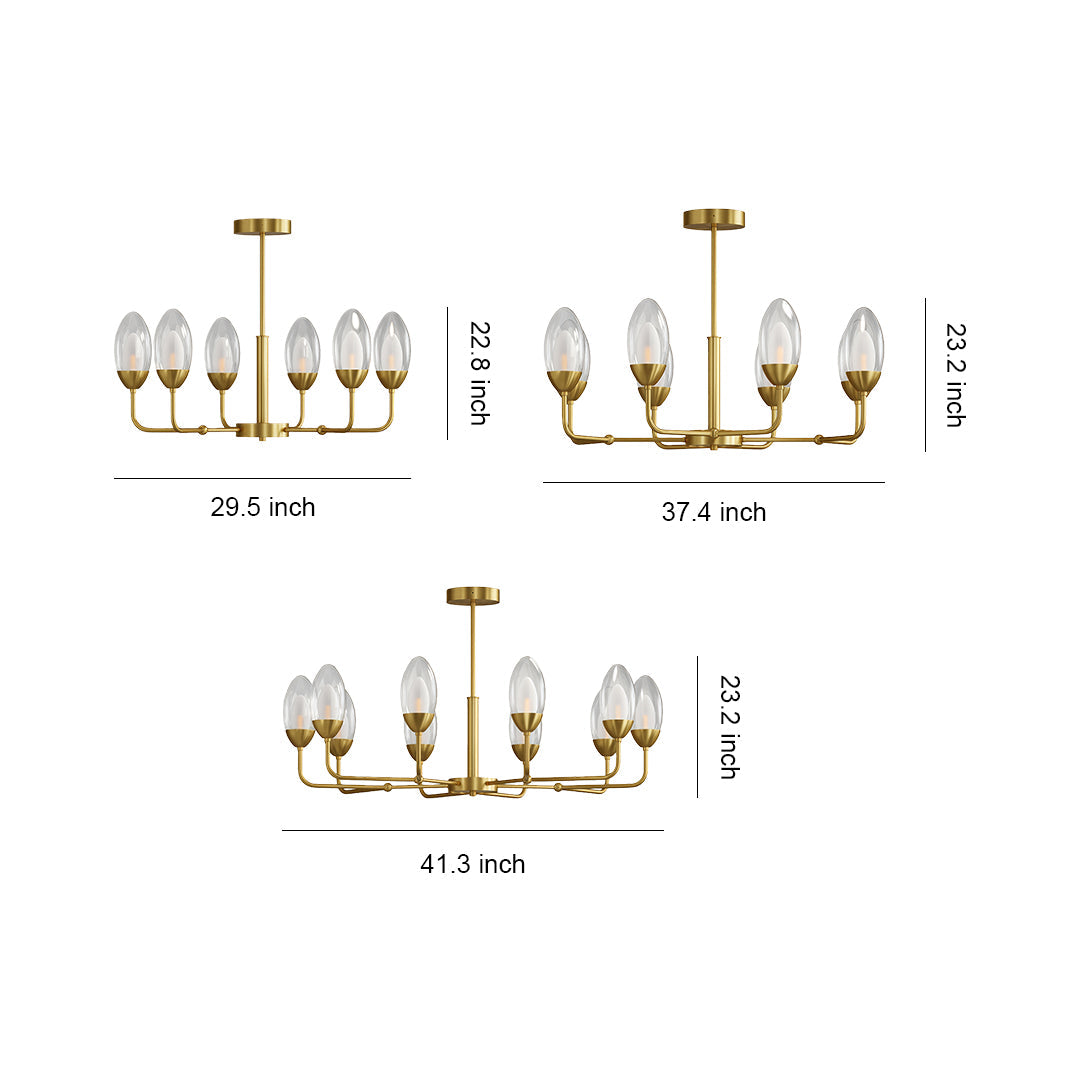 Modern Minimalist Chandelier Full Copper Luxury Ceiling Light