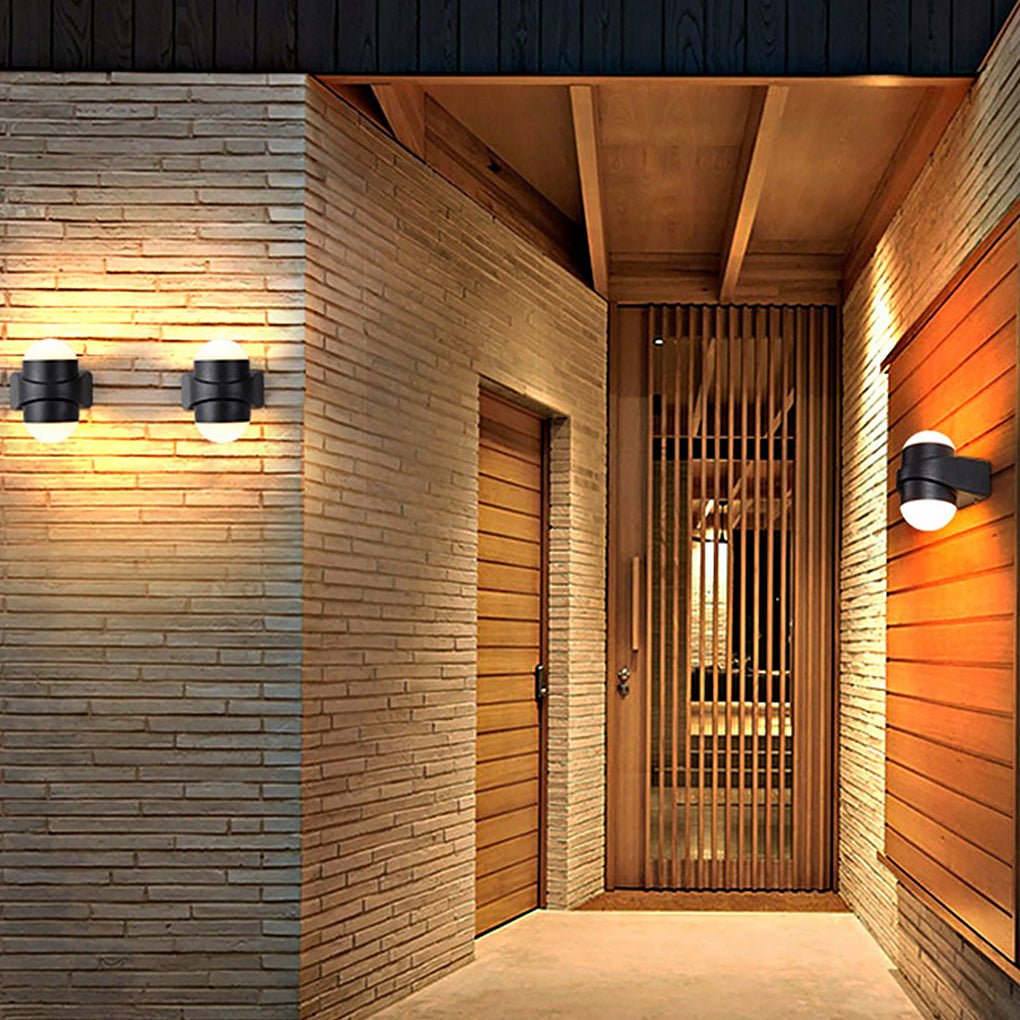 Modern Double Heads Wall Sconce Waterproof LED Black Outdoor Light