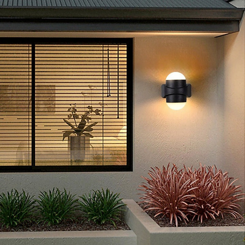 Modern Double Heads Wall Sconce Waterproof LED Black Outdoor Light