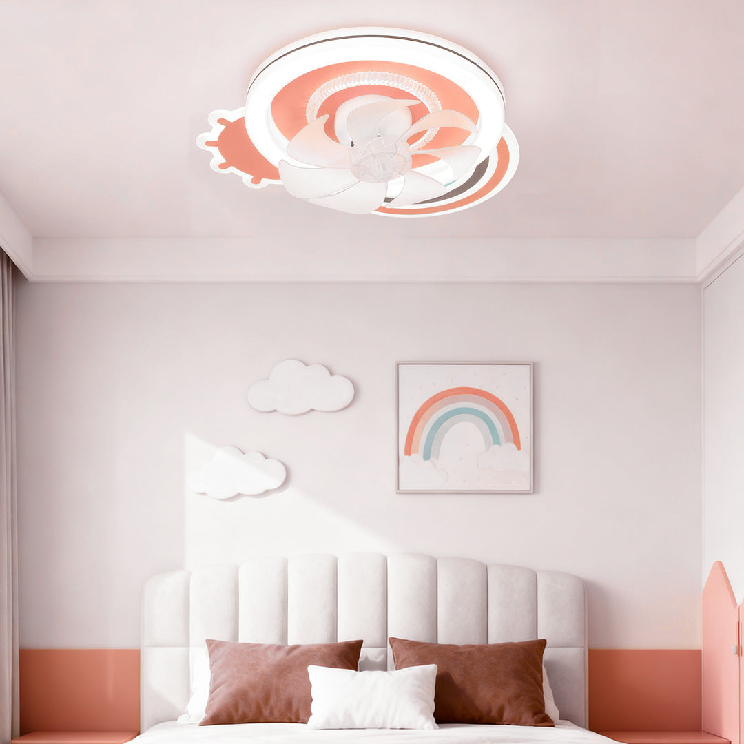 Beautiful Ceiling Fans with Lights Pink and White LED Dimmable Lamp