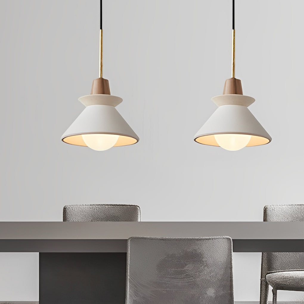Plaster Cone Pendant Light Creative White Cement Ceiling Light