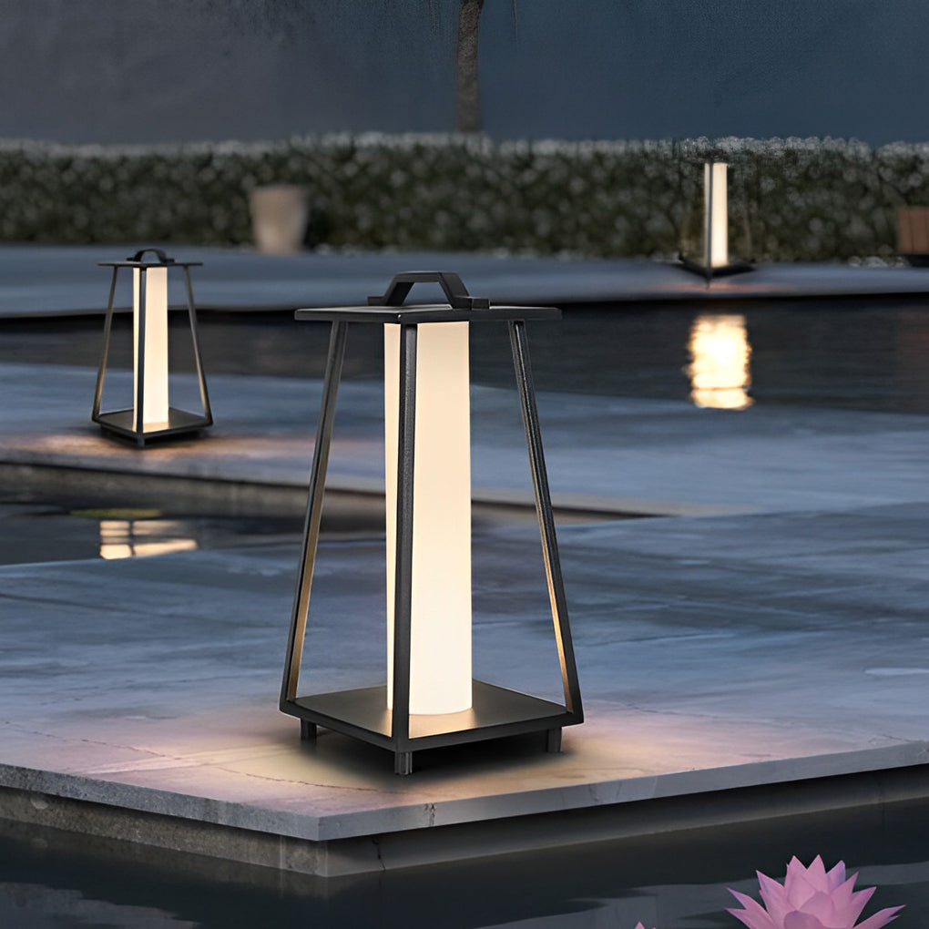Modern Portable Outdoor Lantern Waterproof LED Black Modern Light