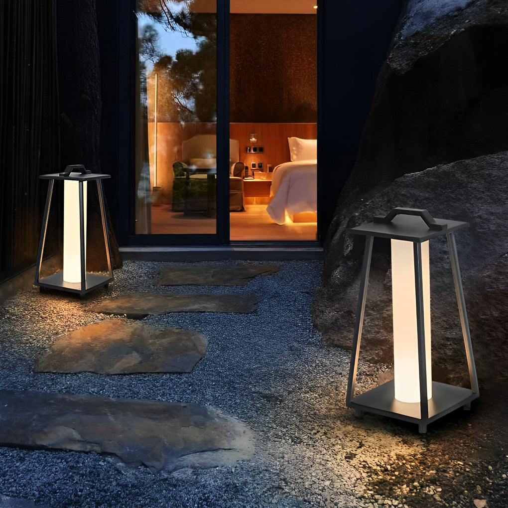 Modern Portable Outdoor Lantern Waterproof LED Black Modern Light