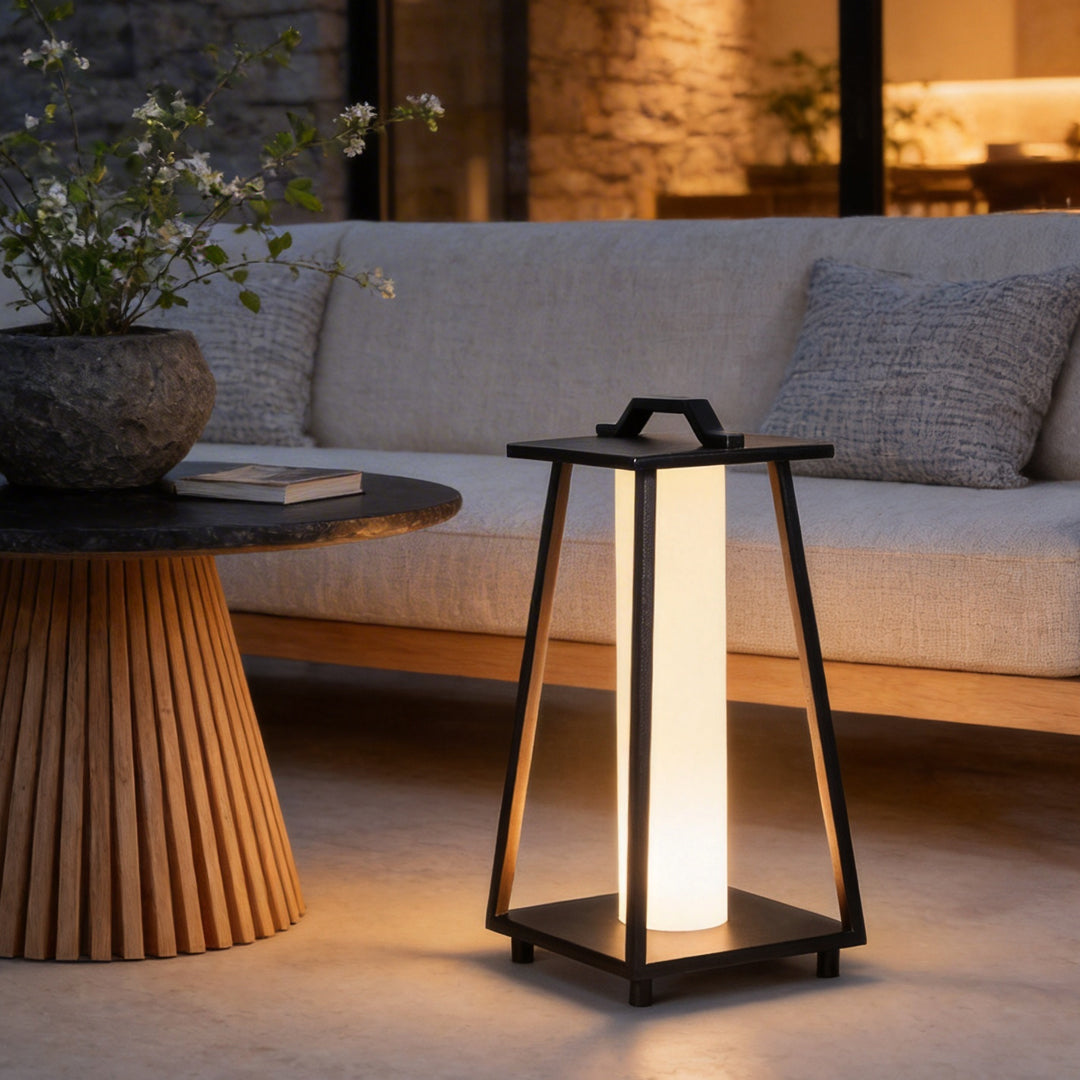 Modern Portable Outdoor Lantern Waterproof LED Black Modern Light