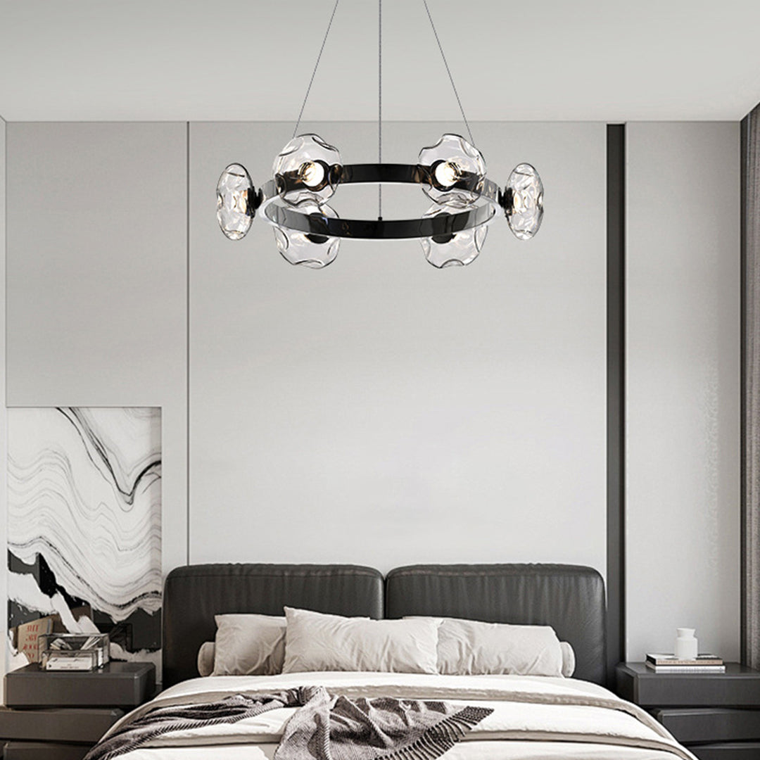 LED Dome Glass Ring Chandeliers Nordic Modern Ceiling Light