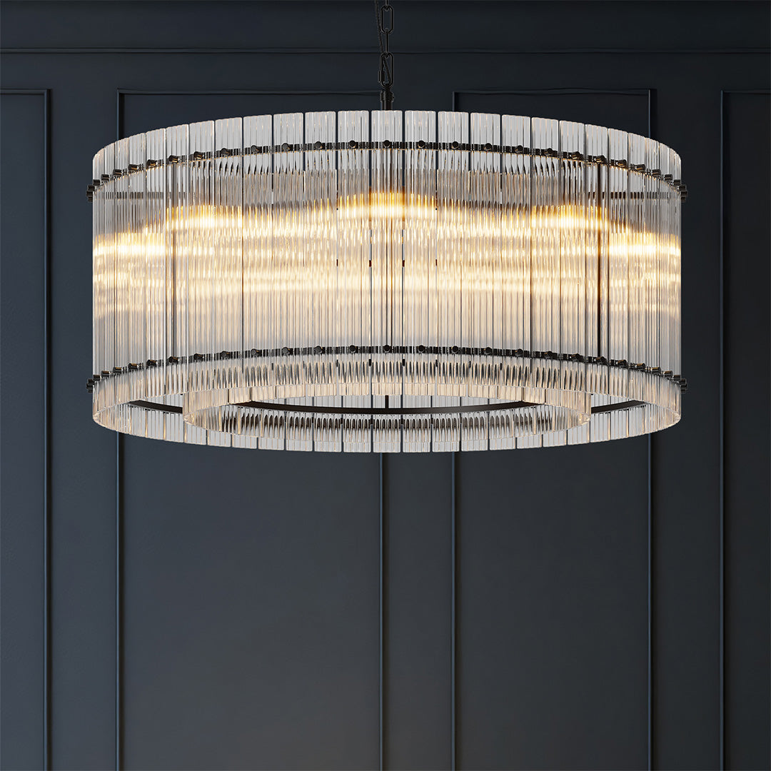Glass Lamp Shade Chandelier Luxury Iron Ceiling Light