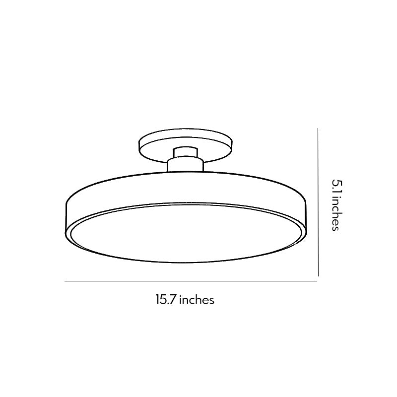 Modern Semi Flush Mount Ceiling Lights Thick Round LED Metal Light