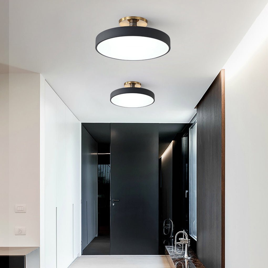 Modern Semi Flush Mount Ceiling Lights Thick Round LED Metal Light