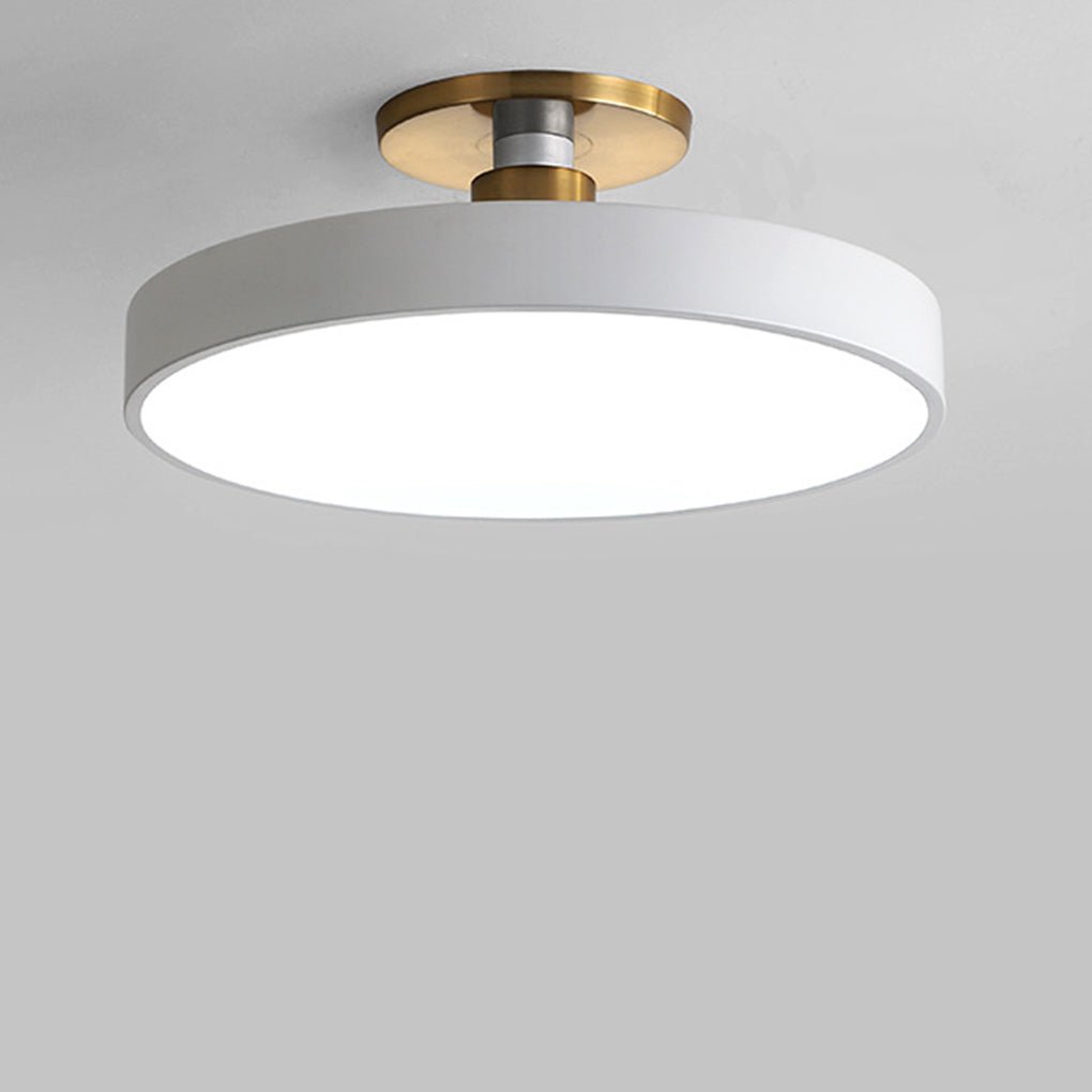 Modern Semi Flush Mount Ceiling Lights Thick Round LED Metal Light