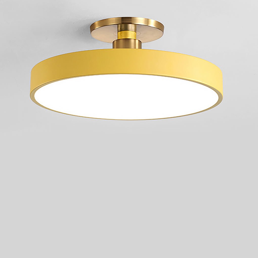 Modern Semi Flush Mount Ceiling Lights Thick Round LED Metal Light