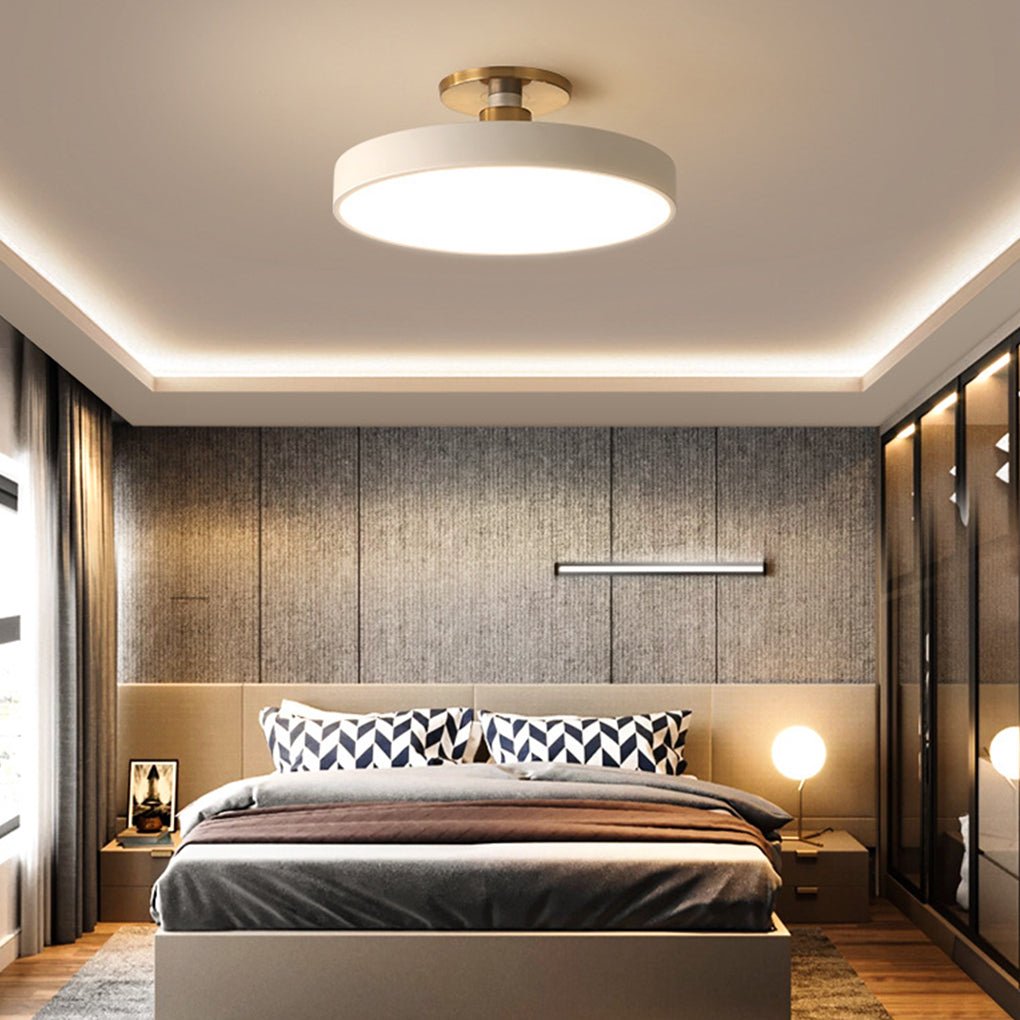 Modern Semi Flush Mount Ceiling Lights Thick Round LED Metal Light
