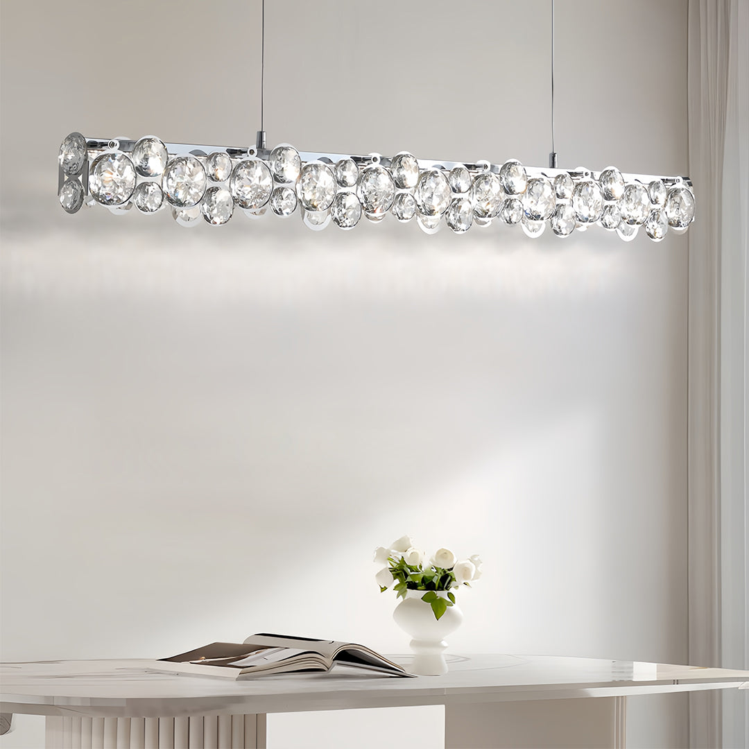 Silver Pendant Light Crystal Design Contemporary Chic Ceiling Light
