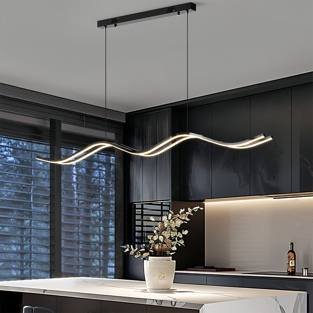 Black Kitchen Island Pendant Light Wavy Shape Minimalist Ceiling Light