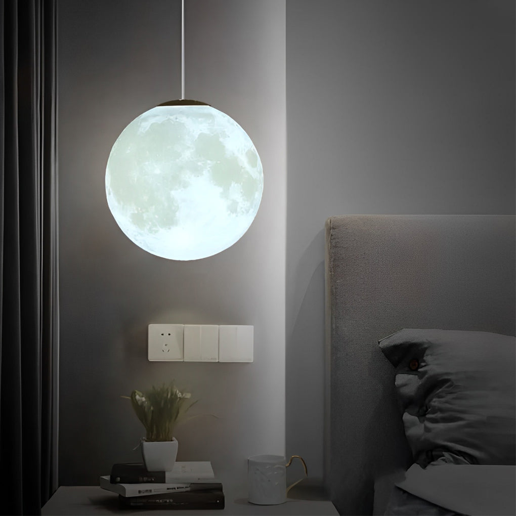 Moon Globe Pendant Light Crescent Creative White Ceiling Light