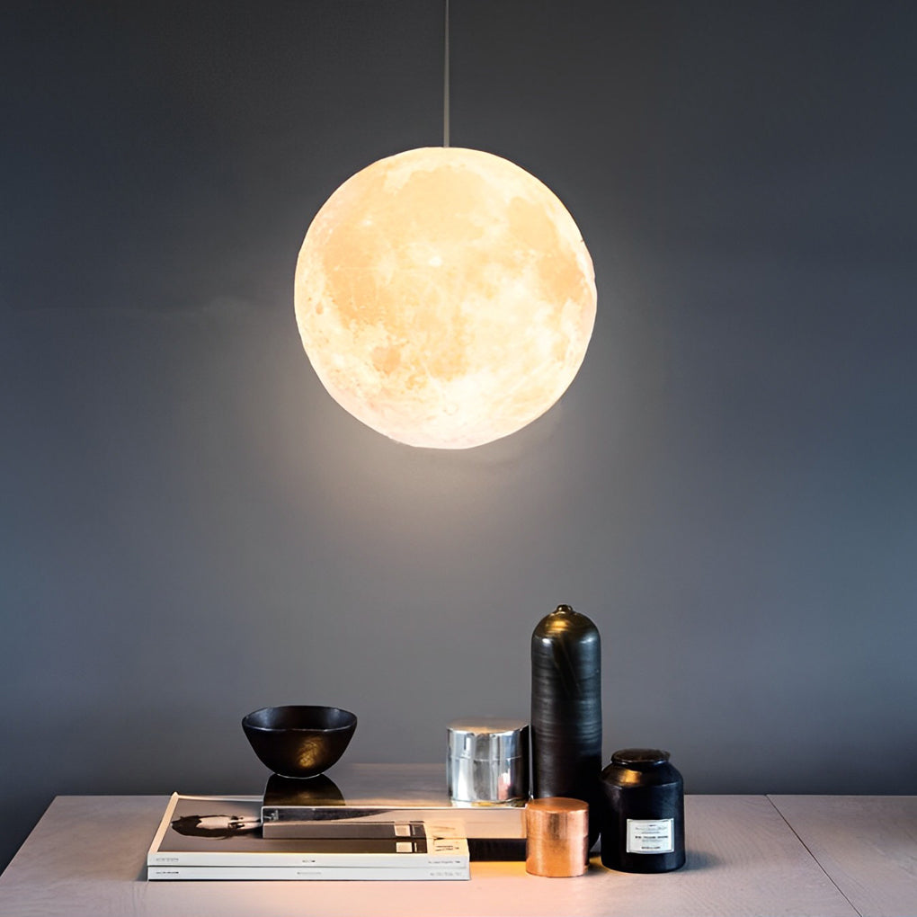 Moon Globe Pendant Light Crescent Creative White Ceiling Light