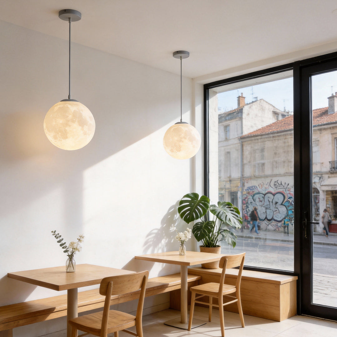 Moon Globe Pendant Light Crescent Creative White Ceiling Light