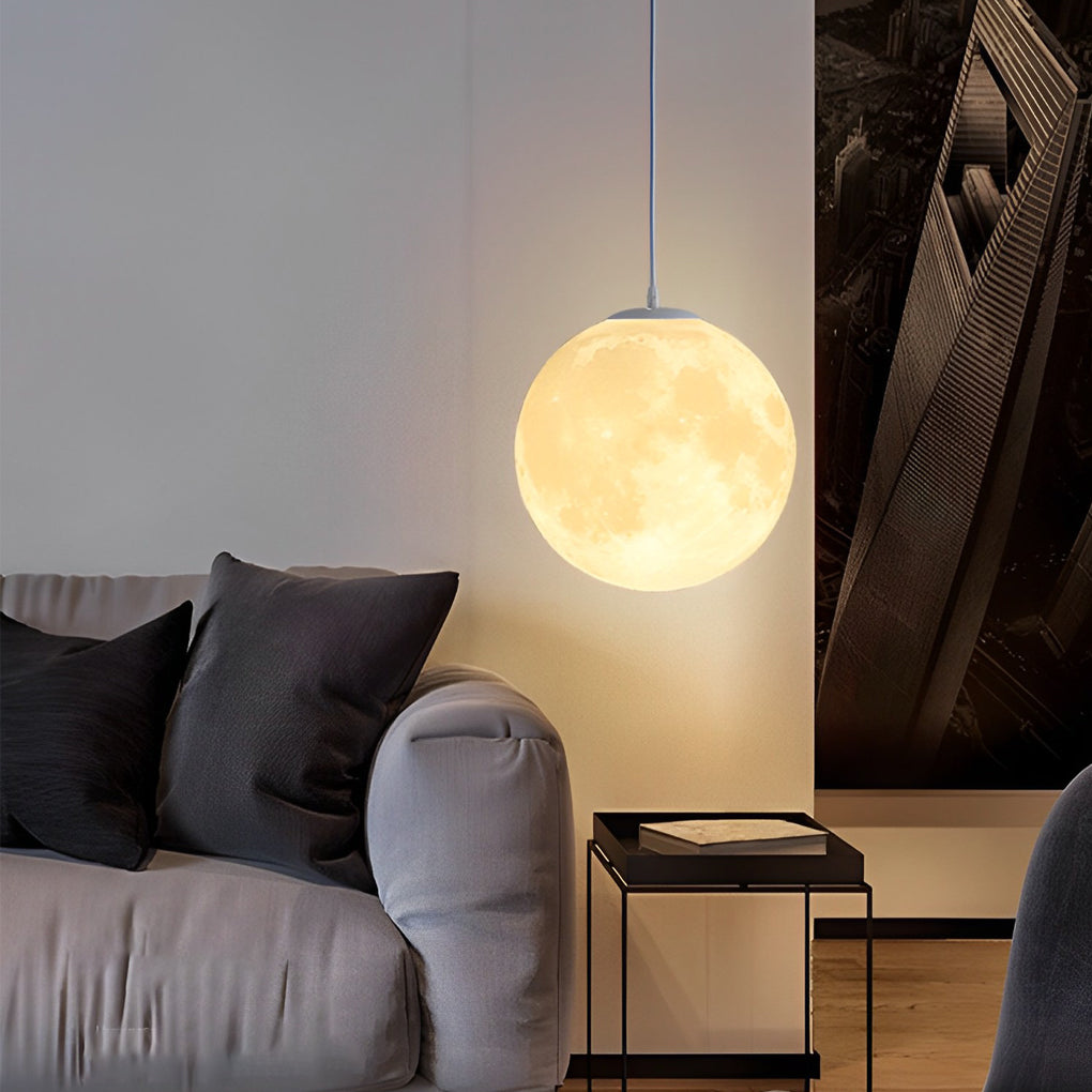 Moon Globe Pendant Light Crescent Creative White Ceiling Light