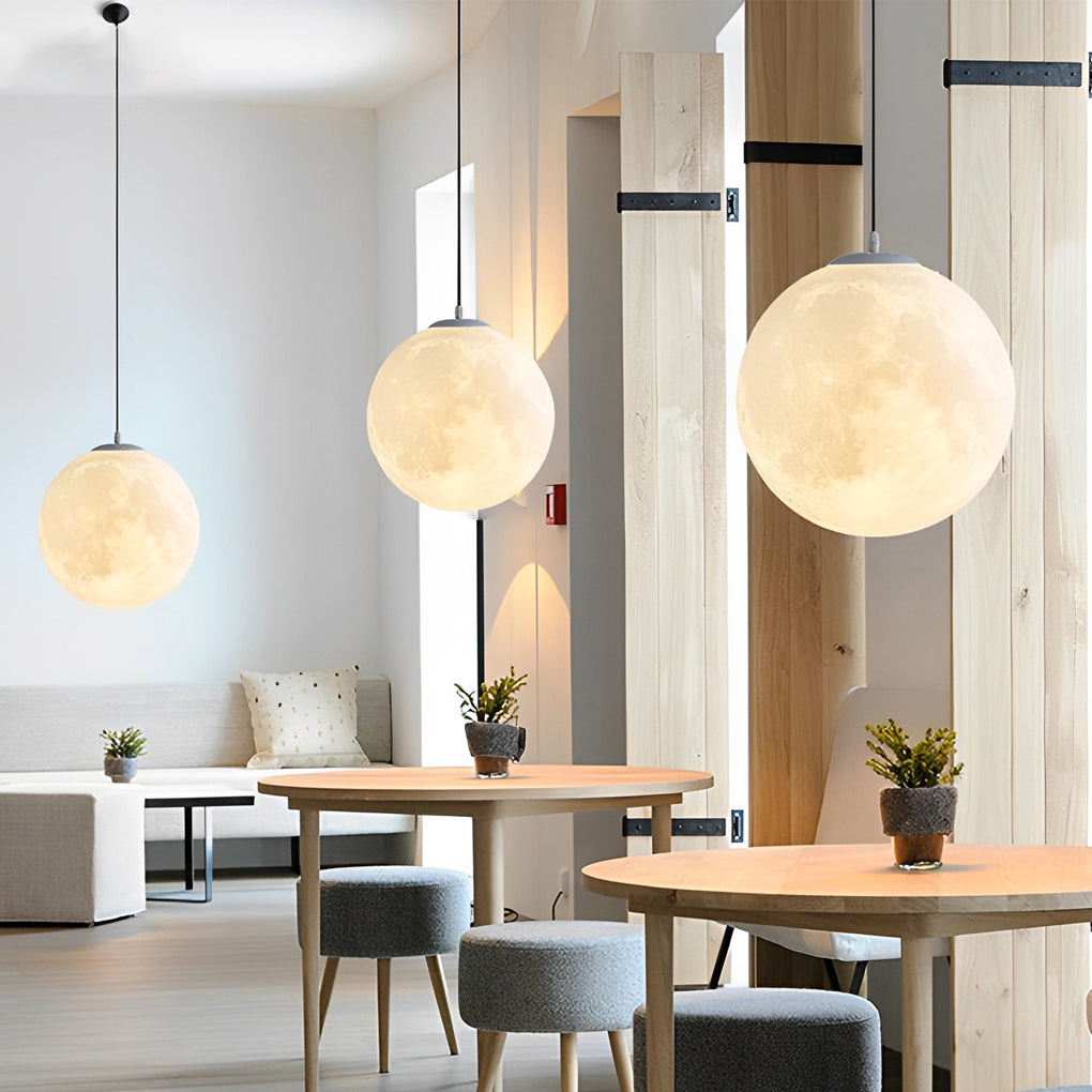 Moon Globe Pendant Light Crescent Creative White Ceiling Light