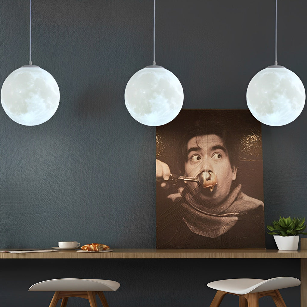 Moon Globe Pendant Light Crescent Creative White Ceiling Light
