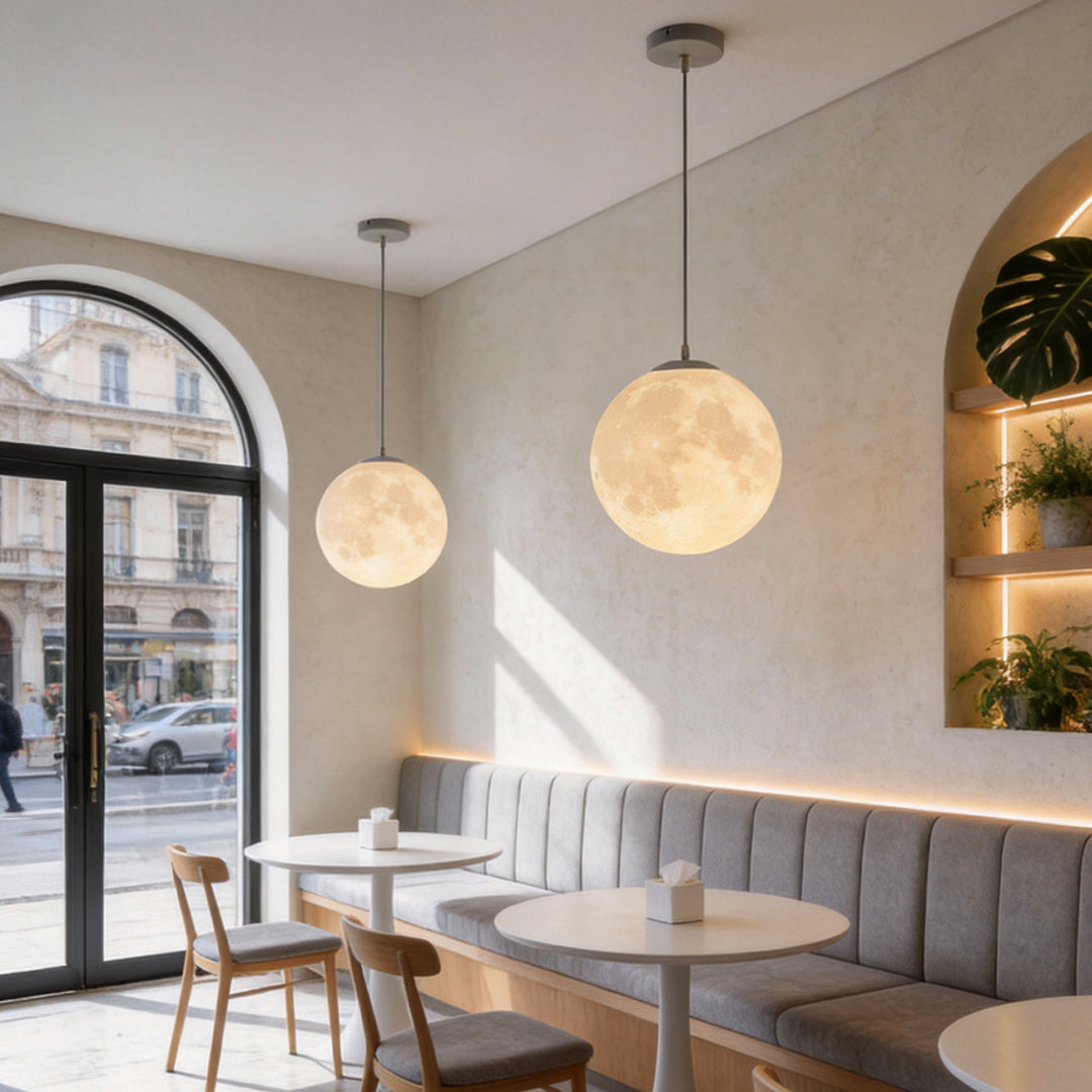 Moon Globe Pendant Light Crescent Creative White Ceiling Light