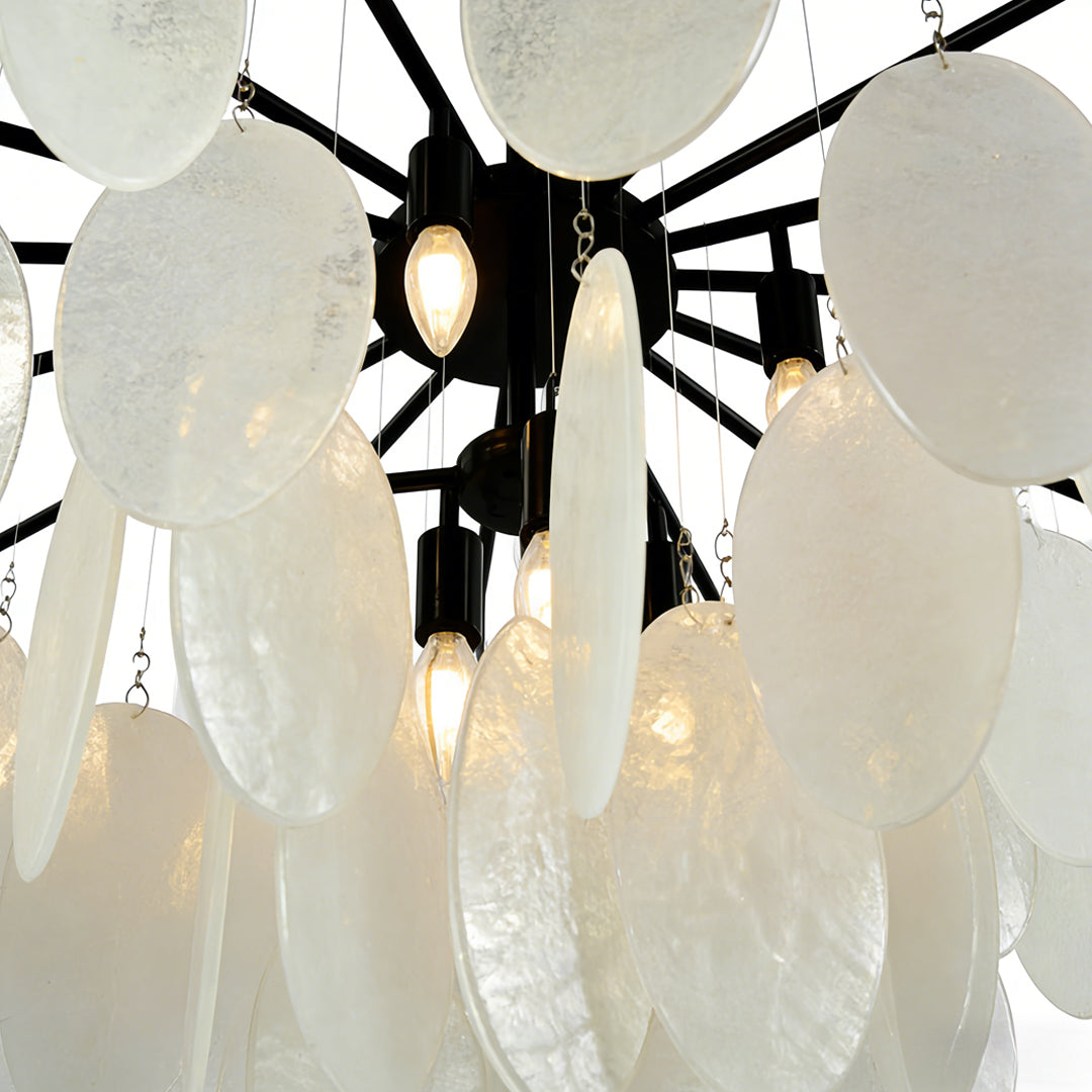 Mother of Pearl Chandelier Minimalist Metal Frame Ceiling Light